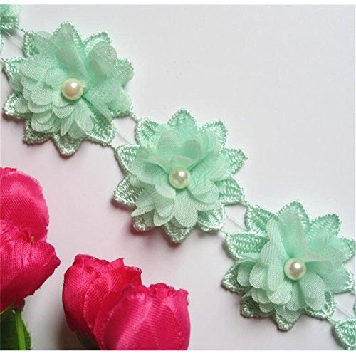 2 Meters 3D Flower Pearl Lace Edge Trim Ribbon 5 cm Width Vintage ...