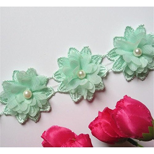 2 Meters 3D Flower Pearl Lace Edge Trim Ribbon 5 cm Width Vintage ...