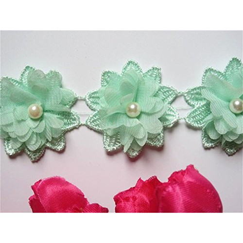 2 Meters 3D Flower Pearl Lace Edge Trim Ribbon 5 cm Width Vintage ...