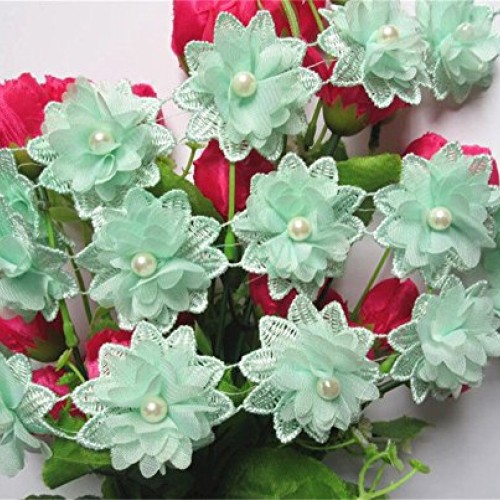 2 Meters 3D Flower Pearl Lace Edge Trim Ribbon 5 cm Width Vintage ...
