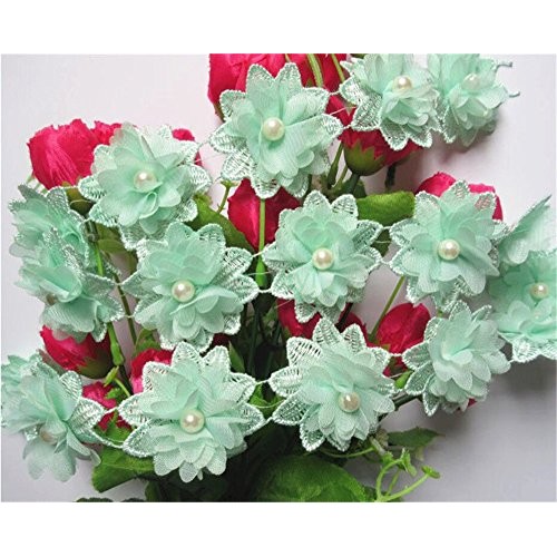 2 Meters 3D Flower Pearl Lace Edge Trim Ribbon 5 cm Width Vintage ...