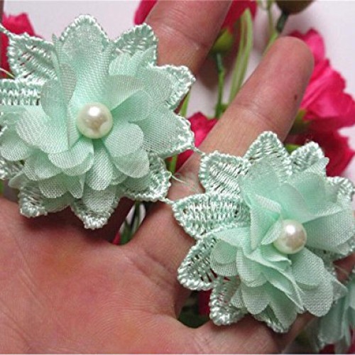 2 Meters 3D Flower Pearl Lace Edge Trim Ribbon 5 cm Width Vintage ...