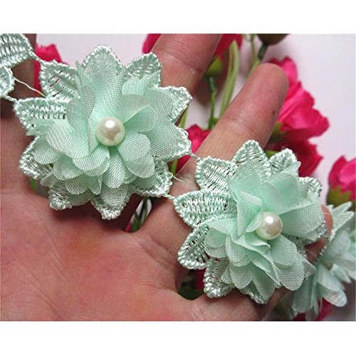 2 Meters 3D Flower Pearl Lace Edge Trim Ribbon 5 cm Width Vintage ...