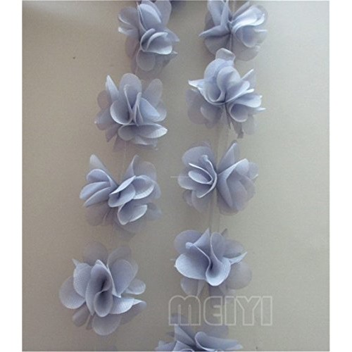 5 Yard 3D Chiffon Flower Cluster Lace Edge Trim Ribbon 2 Width Vi...