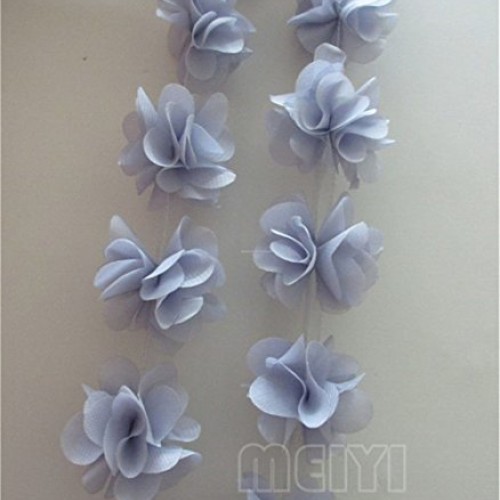 5 Yard 3D Chiffon Flower Cluster Lace Edge Trim Ribbon 2 Width Vi...