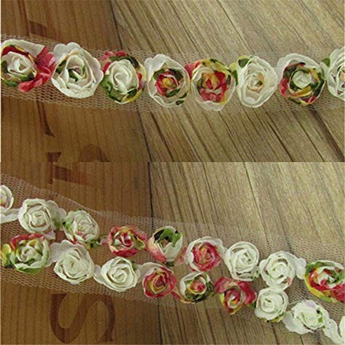 5 Yard Chiffon Organza Colourful Rose Flower Lace Edge Trim Ribbon...