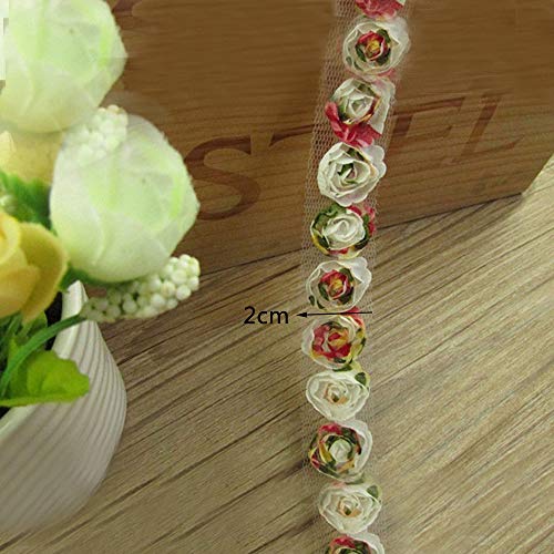 5 Yard Chiffon Organza Colourful Rose Flower Lace Edge Trim Ribbon...