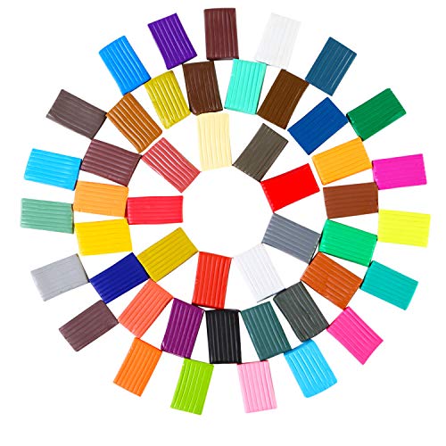 QMAY Polymer Clay Starter Kit, 50 Colors DIY Oven Bake Clay kit, 0...