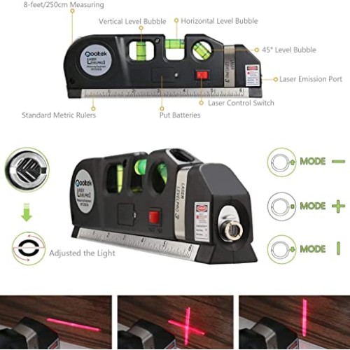 Laser Level Line Tool, Qooltek Multipurpose Cross Line Laser 8 fee...