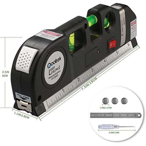 Laser Level Line Tool, Qooltek Multipurpose Cross Line Laser 8 fee...