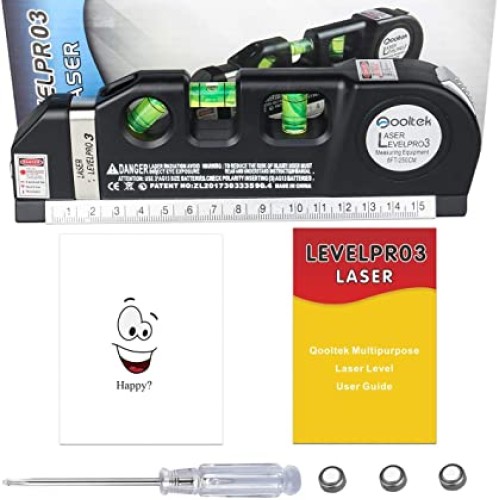 Laser Level Line Tool, Qooltek Multipurpose Cross Line Laser 8 fee...