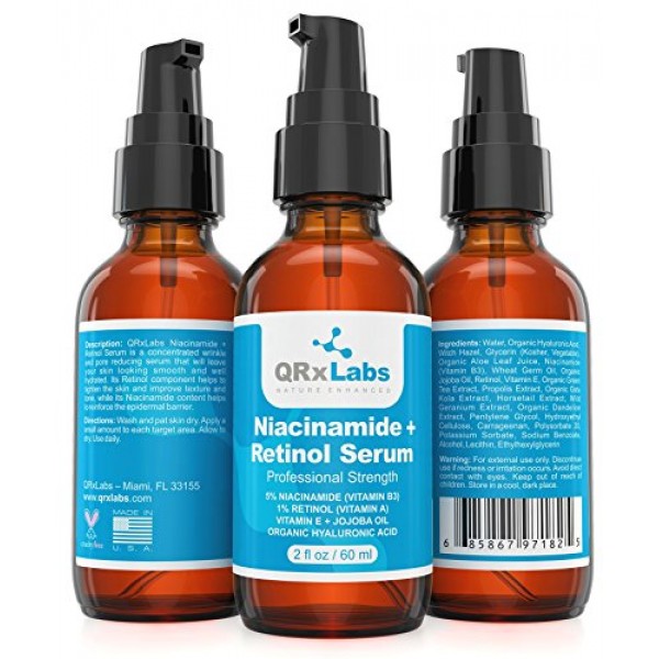 5% Niacinamide Vitamin B3 + Retinol Serum LARGE 2 oz bottle - ...