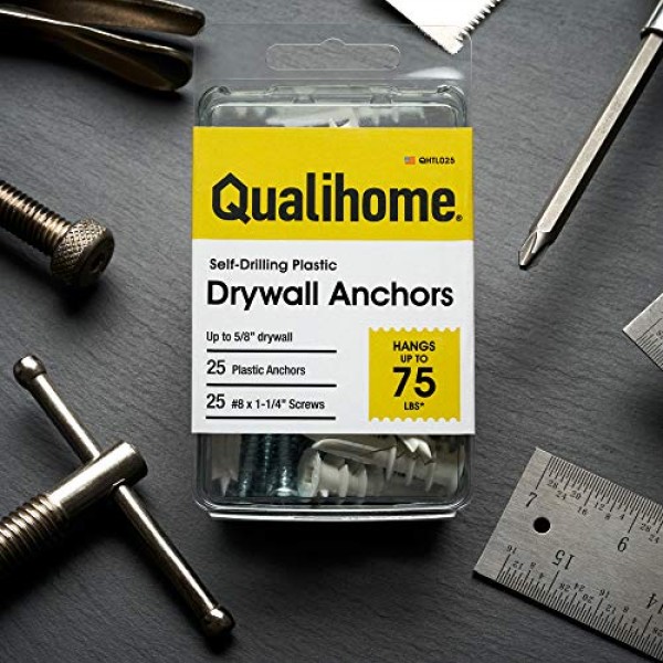 #8 Self Drilling Drywall Plastic Anchors with Screws - No Pre Dril...