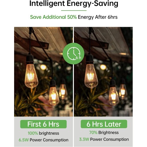 Qualilux Dusk to Dawn ST19 LED Edison Light Bulbs, Vintage Amber Glass, 2300K Amber Warm, 6.5W=60W, Non-Dimmable Auto On/Off Light Sensing LED Filament Bulb Outdoor, 700LM, E26, 2-Pack, HQ-H027