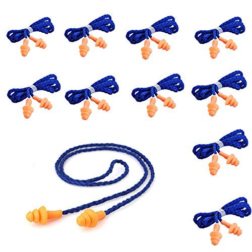 10 Pairs Soft Silicone Corded Ear Plugs Reusable Sleep Swim Noise ...