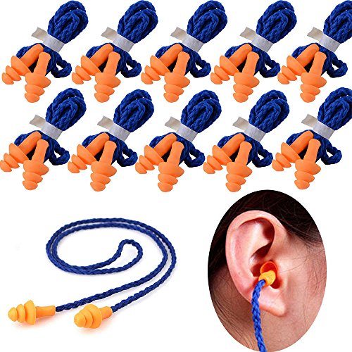 10 Pairs Soft Silicone Corded Ear Plugs Reusable Sleep Swim Noise ...