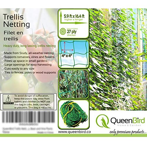 QueenBird Trellis Netting - Heavy Duty Garden Trellis Netting for ...