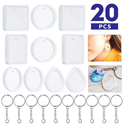 Resin Molds for Jewelry, 20 Pcs Silicone Resin Earring Jewelry Cas...