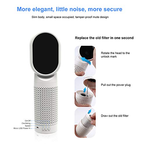 QUEENTY True HEPA Filter - Replacement Air Purifier Filter Odor Al...