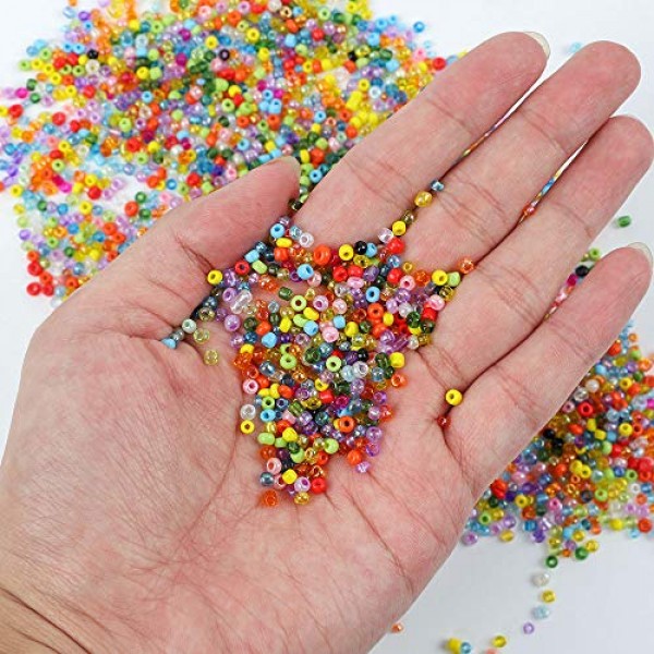 26400pcs 2mm Glass Seed Beads 24 Colors Loose Beads Kit Bracelet B...