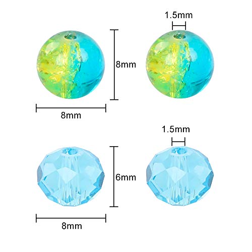 QUEFE 400pcs Crystal Glass Beads Including 200pcs 8 x 6mm Faceted ...