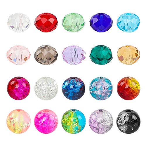 QUEFE 400pcs Crystal Glass Beads Including 200pcs 8 x 6mm Faceted ...