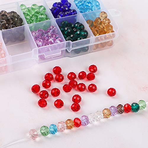 QUEFE 400pcs Crystal Glass Beads Including 200pcs 8 x 6mm Faceted ...
