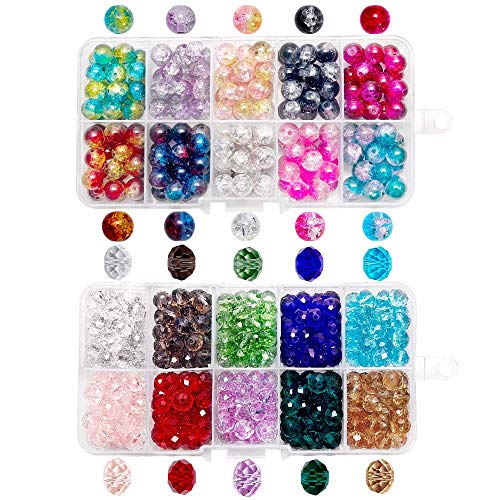 QUEFE 400pcs Crystal Glass Beads Including 200pcs 8 x 6mm Faceted ...