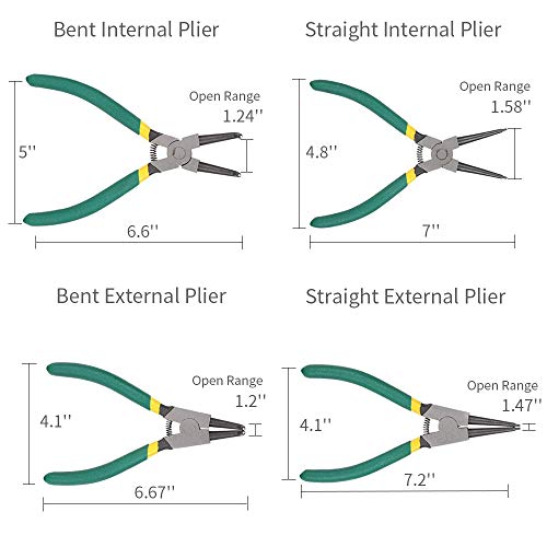 Queta 4pcs 7-Inch Snap Ring Pliers Set Heavy Duty Internal/Externa...