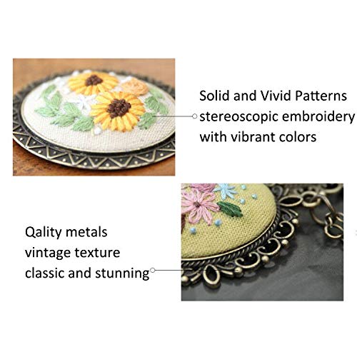 Queta Embroidery Kit for Beginners 4 Pcs, Embroidered Pendants Han...