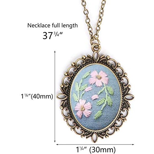 Queta Embroidery Kit for Beginners 4 Pcs, Embroidered Pendants Han...