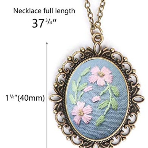 Queta Embroidery Kit for Beginners 4 Pcs, Embroidered Pendants Han...