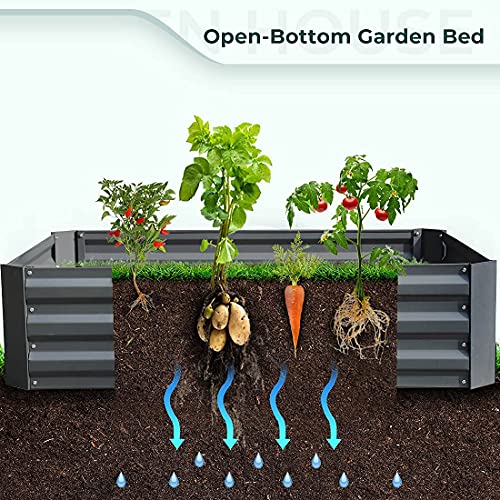 Quictent 4×3×1 Ft Extra-Thick Galvanized Steel Raised Garden Bed P...
