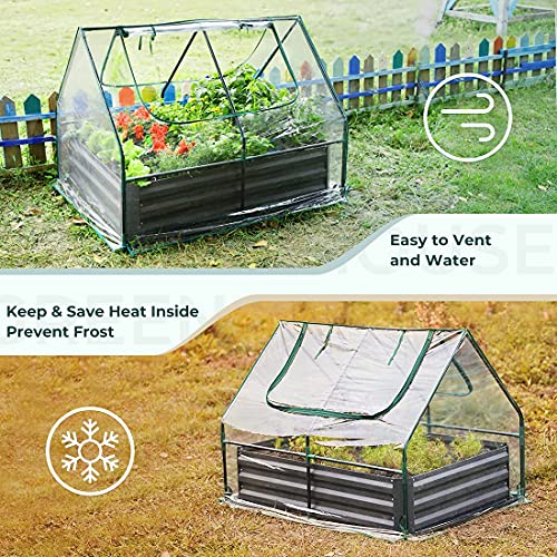 Quictent 4×3×1 Ft Extra-Thick Galvanized Steel Raised Garden Bed P...