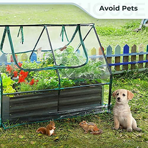 Quictent 4×3×1 Ft Extra-Thick Galvanized Steel Raised Garden Bed P...
