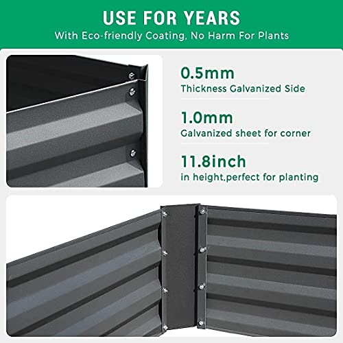 Quictent 4×3×1 Ft Extra-Thick Galvanized Steel Raised Garden Bed P...