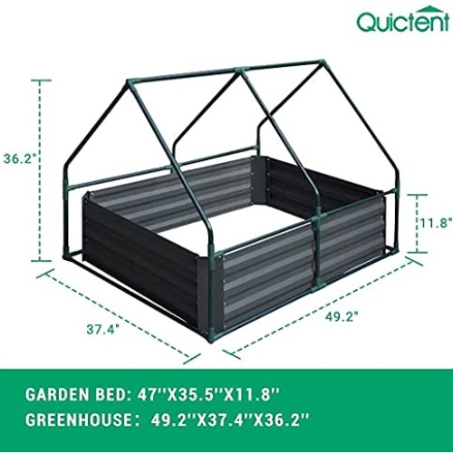 Quictent 4×3×1 Ft Extra-Thick Galvanized Steel Raised Garden Bed P...