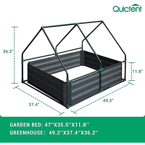 Quictent 4×3×1 Ft Extra-Thick Galvanized Steel Raised Garden Bed P...