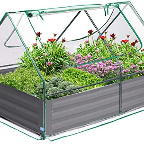 Quictent 4×3×1 Ft Extra-Thick Galvanized Steel Raised Garden Bed P...
