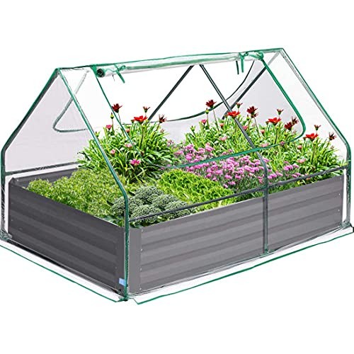 Quictent 4×3×1 Ft Extra-Thick Galvanized Steel Raised Garden Bed P...