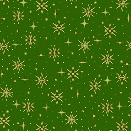 Holy Night Green Stars Holiday Fabric 27253G from Quilting Treasur...