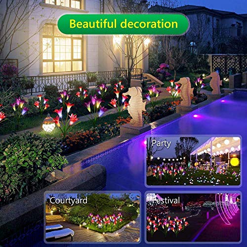 Qunlight Outdoor Solar Stake Flower Lights - 2 Pack Solar Powered ...