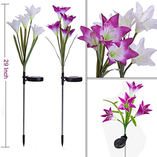 Qunlight Outdoor Solar Stake Flower Lights - 2 Pack Solar Powered ...