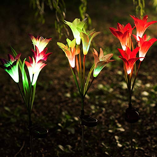 Qunlight Outdoor Solar Stake Flower Lights - 2 Pack Solar Powered ...
