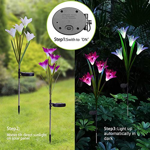 Qunlight Outdoor Solar Stake Flower Lights - 2 Pack Solar Powered ...