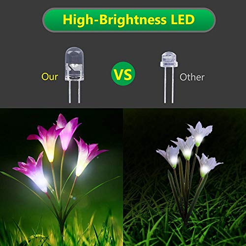 Qunlight Outdoor Solar Stake Flower Lights - 2 Pack Solar Powered ...