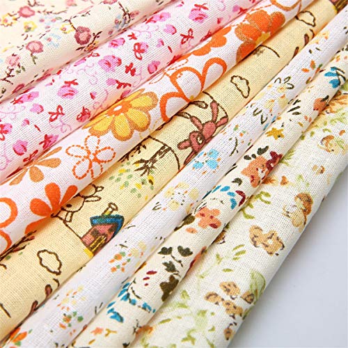 Quonae 50Pcs 9.84 x 9.84 Floral Cotton Fabric Patchwork Quilting...