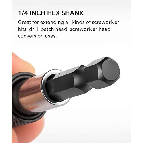 QWORK 3 Pcs 1/4 Inch Hex Shank Quick Release Bar Socket Screwdrive...