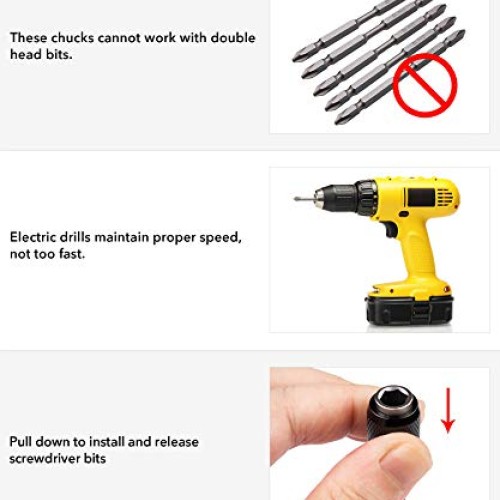 QWORK 3 Pcs 1/4 Inch Hex Shank Quick Release Bar Socket Screwdrive...