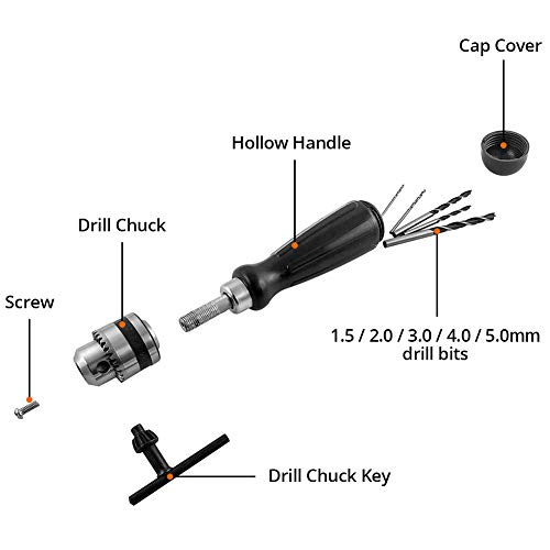QWORK Pin Vise Hand Drill Bits, Micro Mini Twist Drill Bits Set, I...